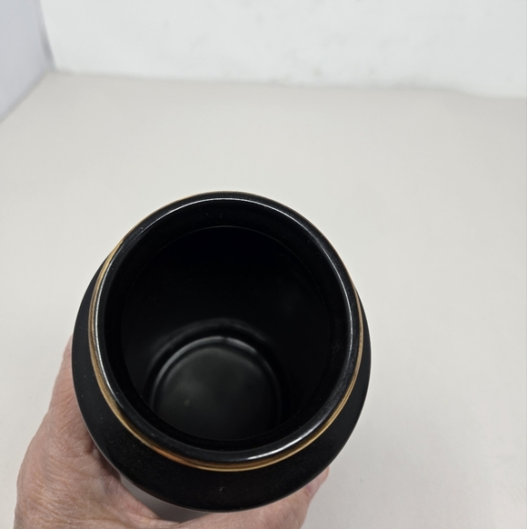 Vintage Chokin Collection Vase Engraved Bird Design With Flower Black Pottery - Picture 6 of 9